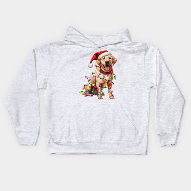 Christmas Labrador Retriever Kids Hoodie by Chromatic Fusion Studio